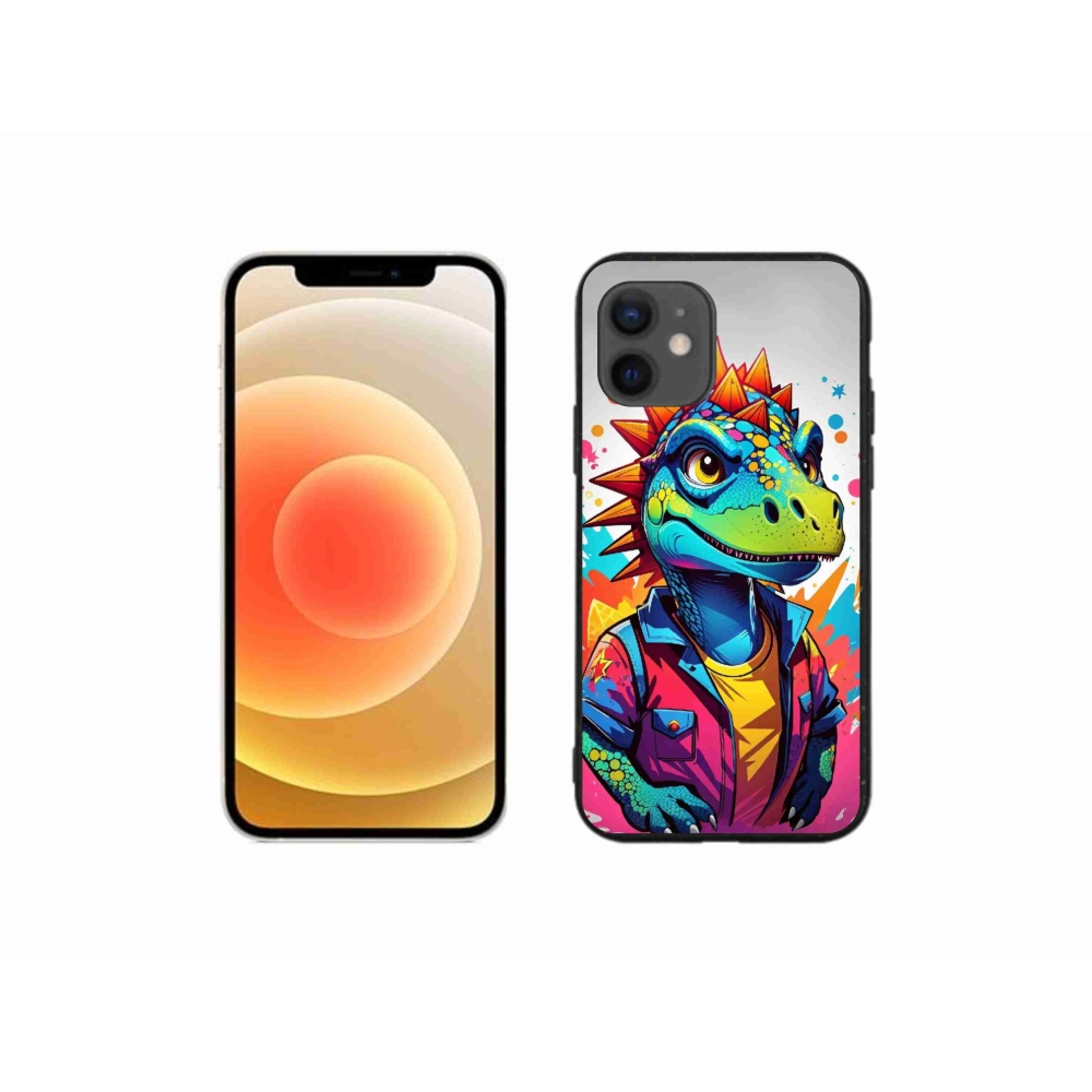 Zselés borítás mmCase iPhone 12 mini készülékhez - színes dinoszaurusz