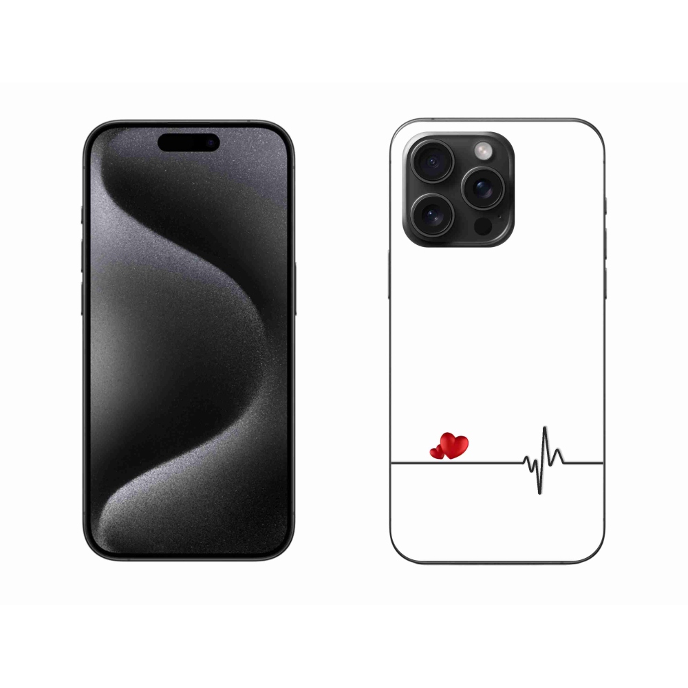 Gél borítás mmCase iPhone 15 Pro Max készülékhez - szív és szívverés fehér háttérrel