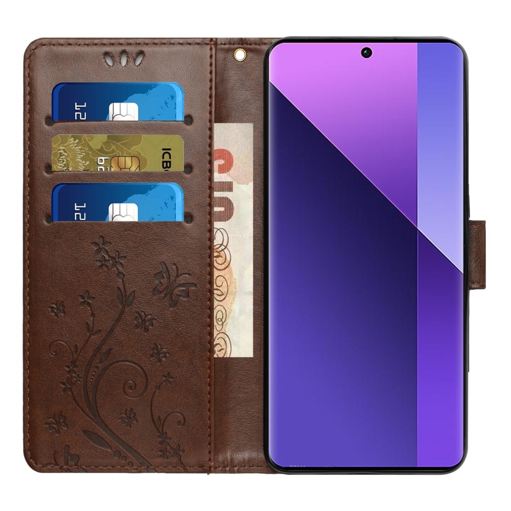 Virágok könyv tok Xiaomi 15 Pro-hoz - barna