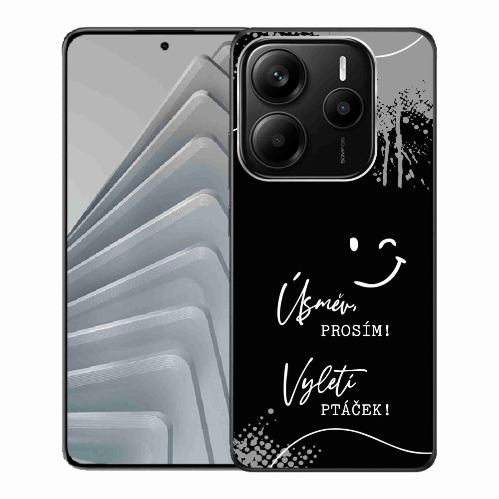 Gél borító mmCase a Xiaomi Redmi Note 14 5G-hez - vicces szöveg 4 fekete háttérrel