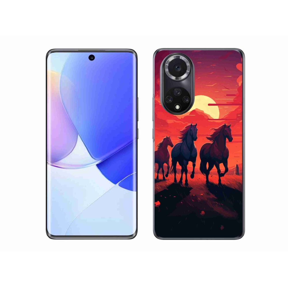 Zselés borítás mmCase a Honor 50-hez - lovak és naplemente