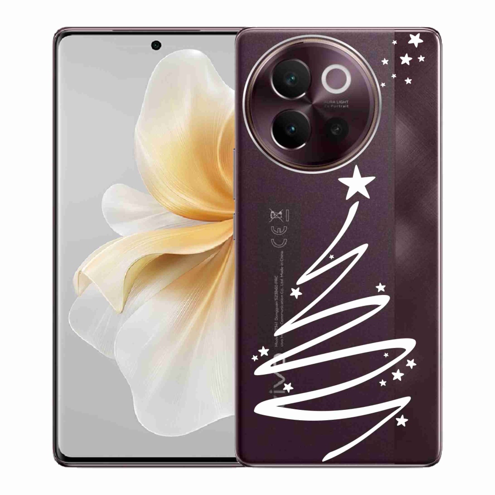 Gél borító mmCase a Vivo V40 Lite 5G készülékhez - fehér fa átlátszó háttéren