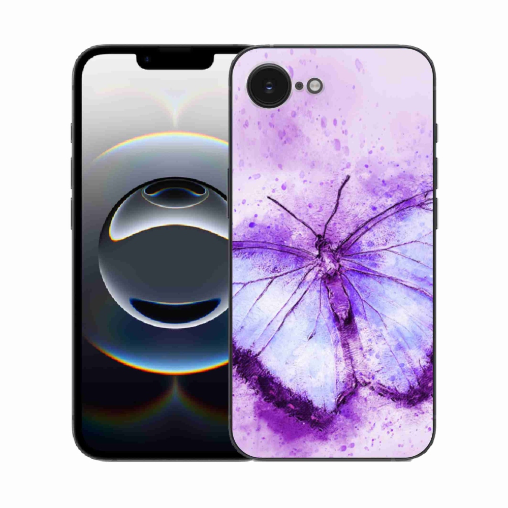 Gél borítás mmCase iPhone 16e készülékhez - lila pillangó