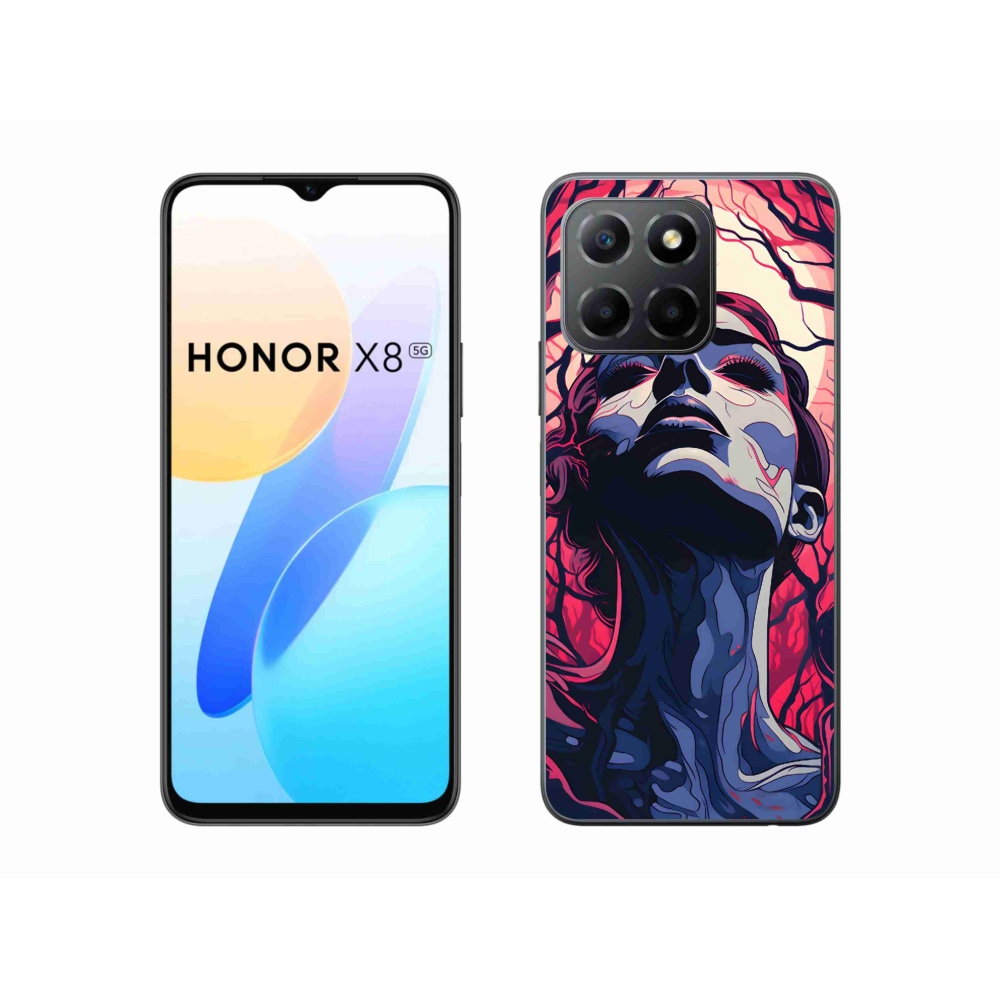 Zselés borítás mmCase a Honor X8 5G számára - absztrakt arc