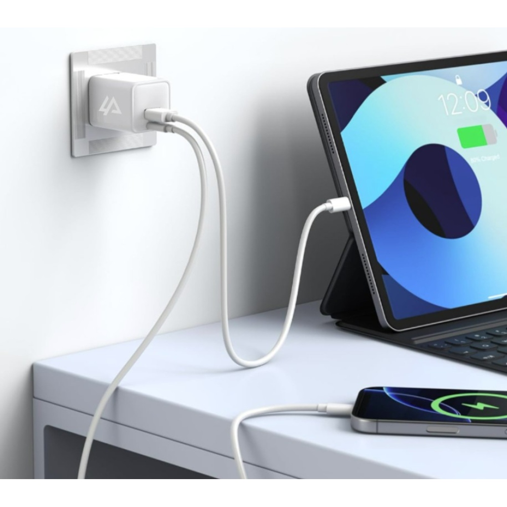 iPEAX GaN hálózati töltő 35 W, 1x USB-C és 1x USB-A - fehér