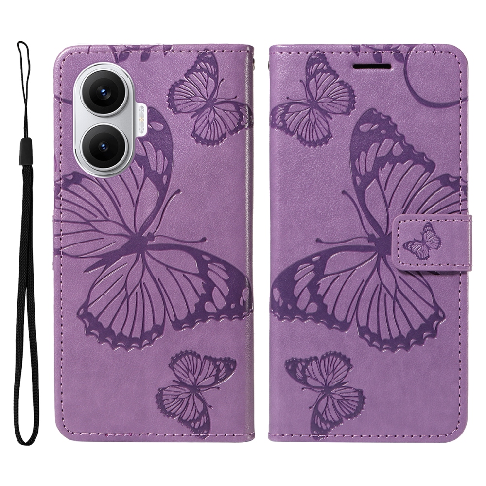 Nagy pillangó könyv tok a Xiaomi Poco F7 5G-hez - lila