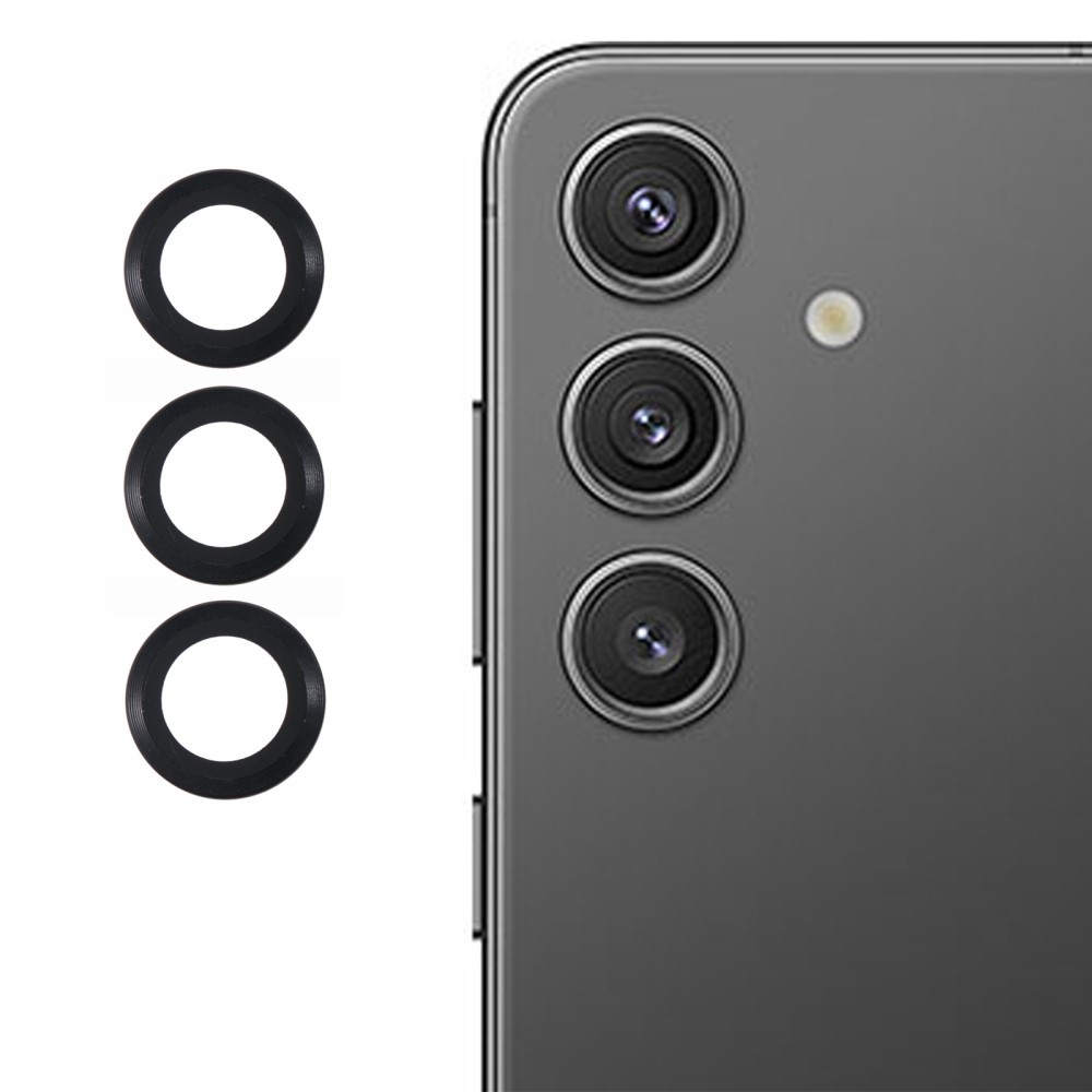 Fém kamera lencse üveg Samsung Galaxy S25 (3 különálló üveg) - fekete