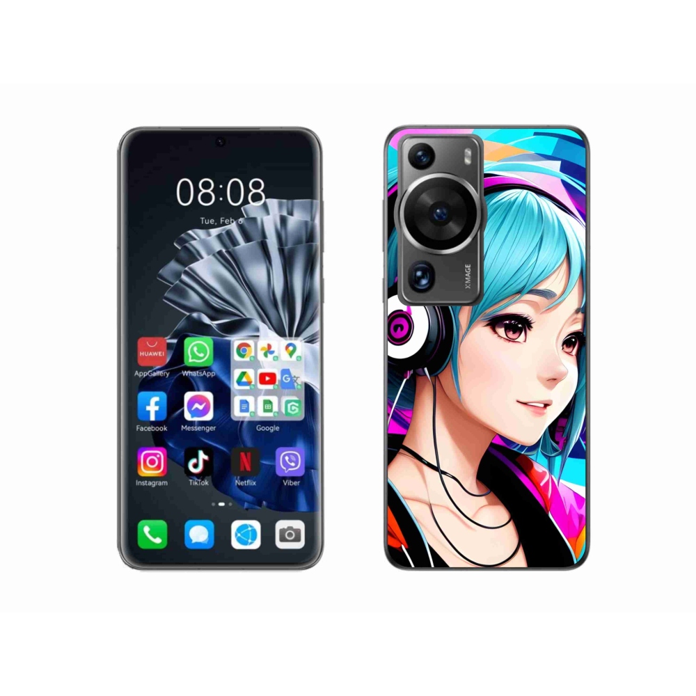Gél borítás mmCase a Huawei P60 Pro-n - lány fejhallgatóval