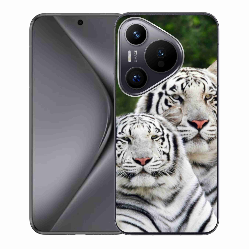 Gél tok mmCase a Huawei Pura 70 készülékhez - fehér tigrisek