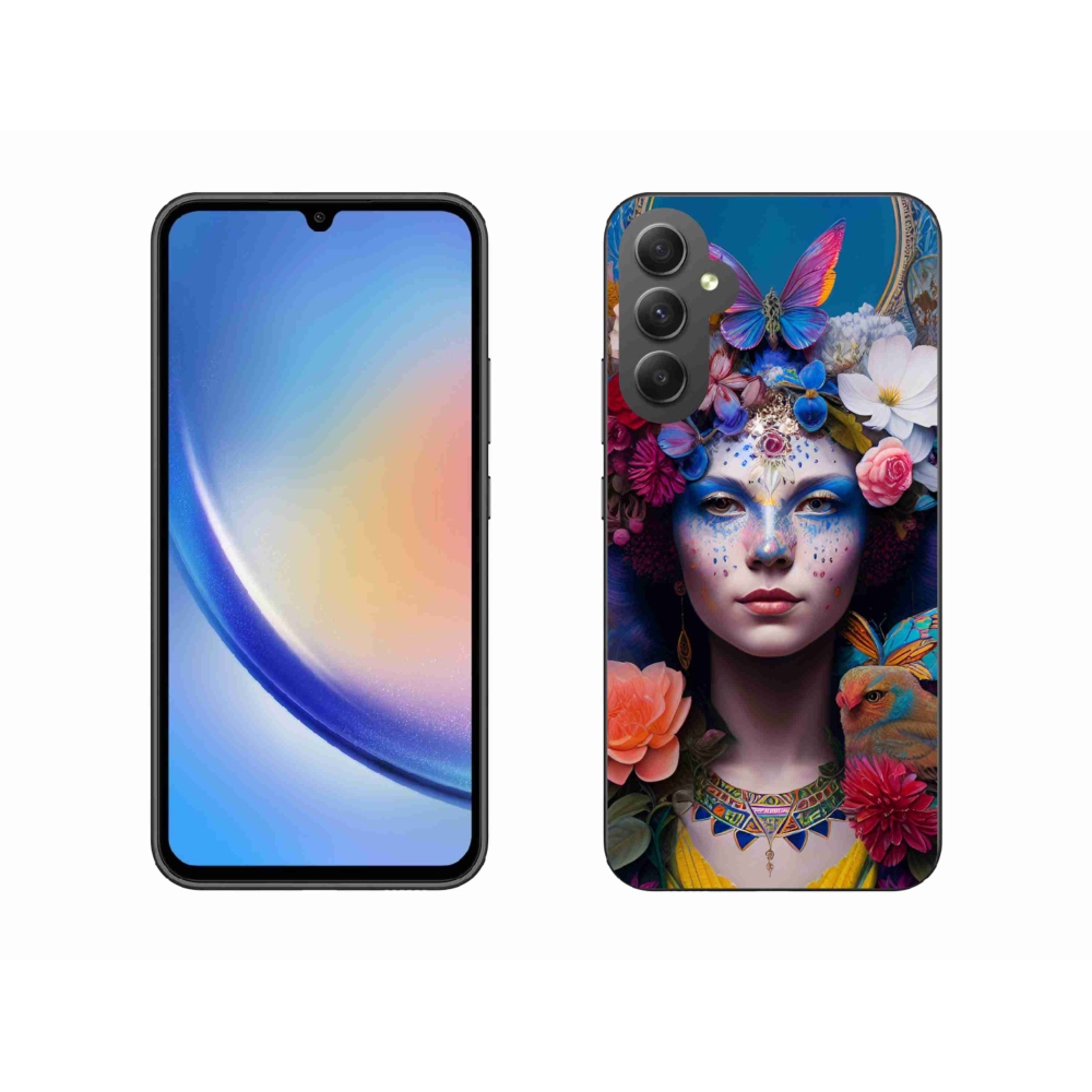 Gél borítás mmCase Samsung Galaxy A34 5G - nő virágokkal