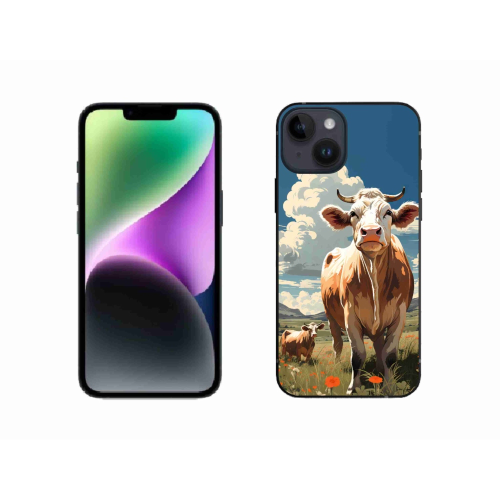 Zselés borítás mmCase iPhone 14 készülékhez - tehenek a réten