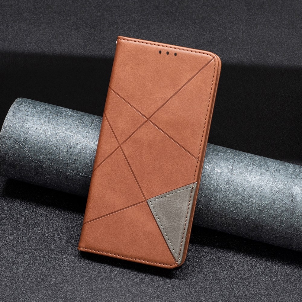 Háromszög alakú könyv tok Xiaomi Redmi Note 14 Pro - barna