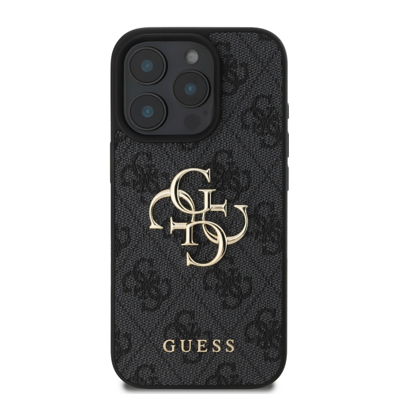 Guess PU 4G fém logó hátlap iPhone 16 Pro szürke