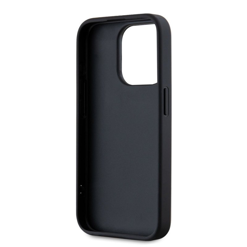 Karl Lagerfeld PU Saffiano Athleisure csíkos és pántos hátlap iPhone 15 Pro Max rózsaszínű készülékhez