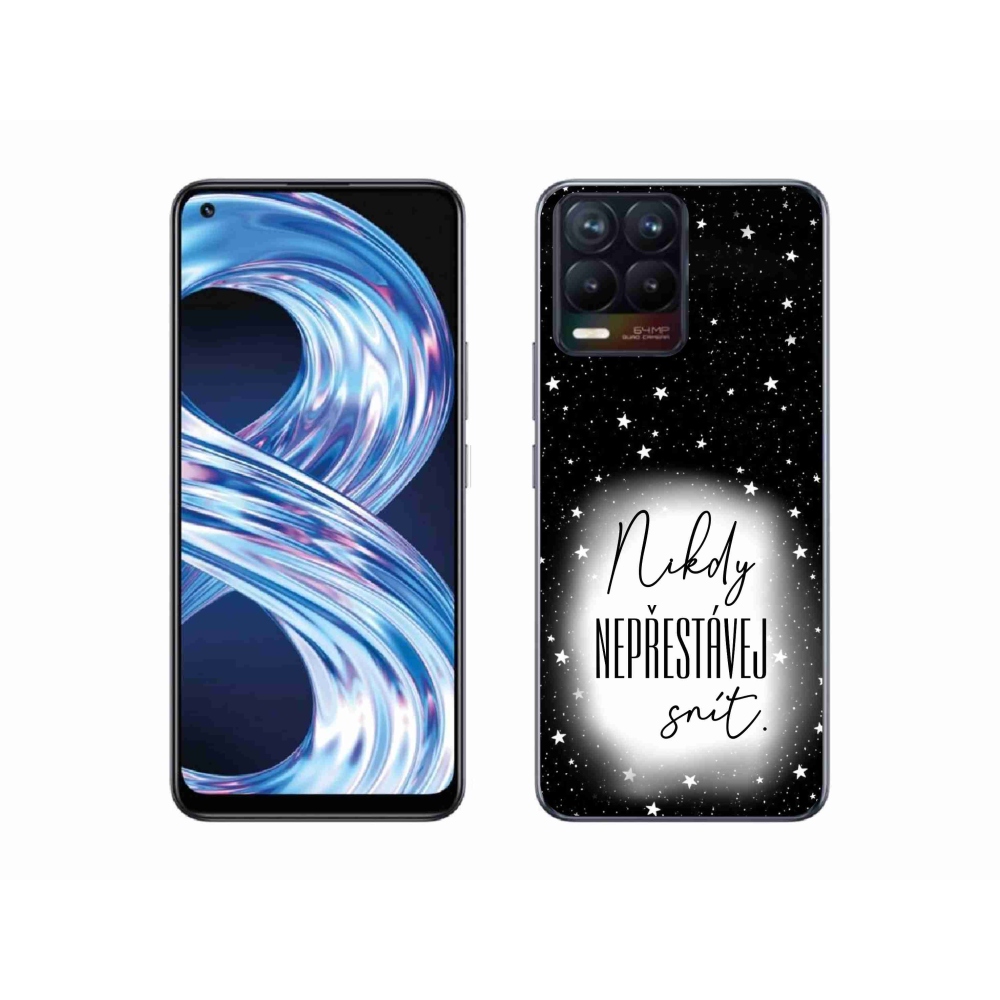 Gél borítás mmCase a Realme 8 4G-n - Idézet 1 fehér és fekete háttérrel