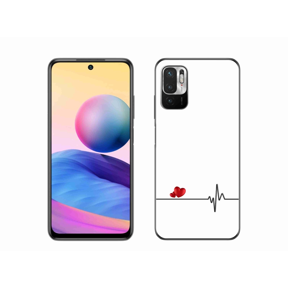 Gél borító mmCase a Xiaomi Redmi Note 10 5G-hez - szív és szívverés fehér háttérrel