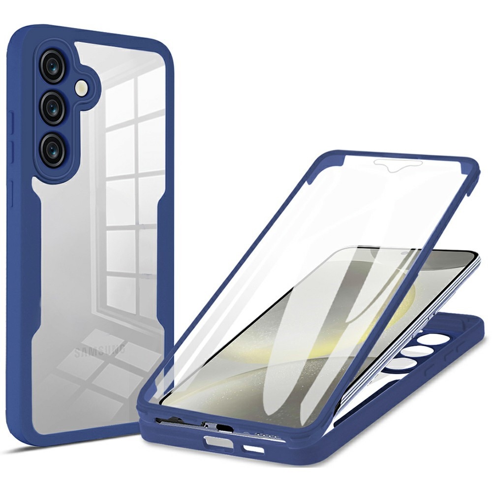 Akril zselés tok képernyővédővel keretben Samsung Galaxy S25 FE készülékhez - kék