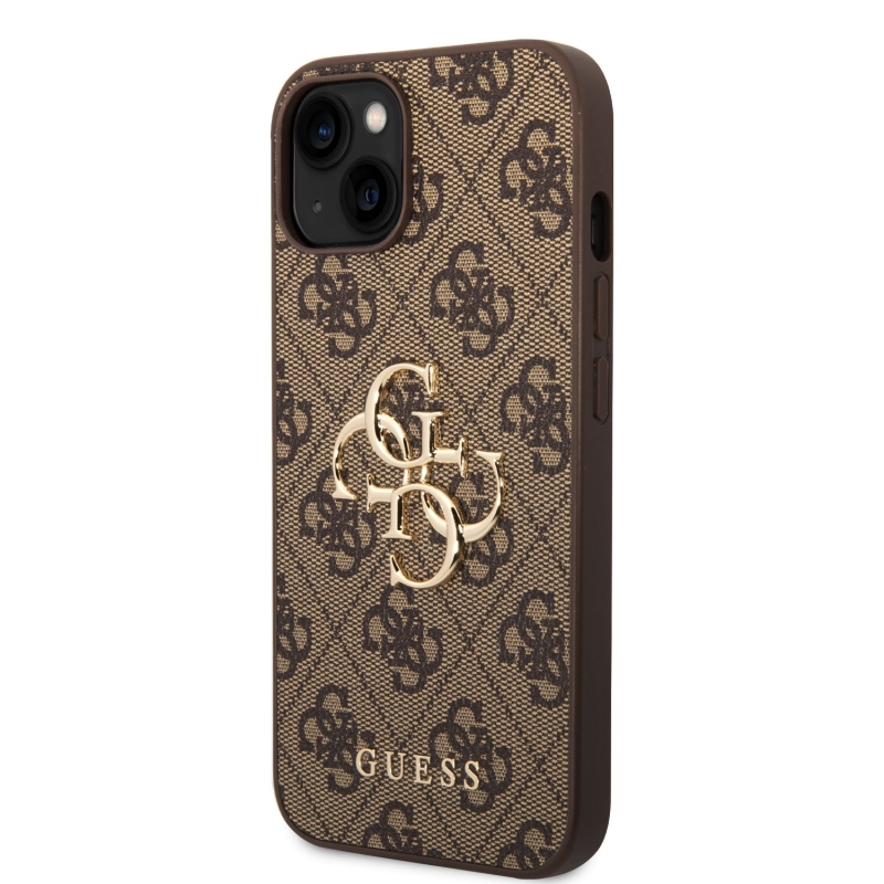 Guess PU 4G fém logós hátlap iPhone 15-hez Barna