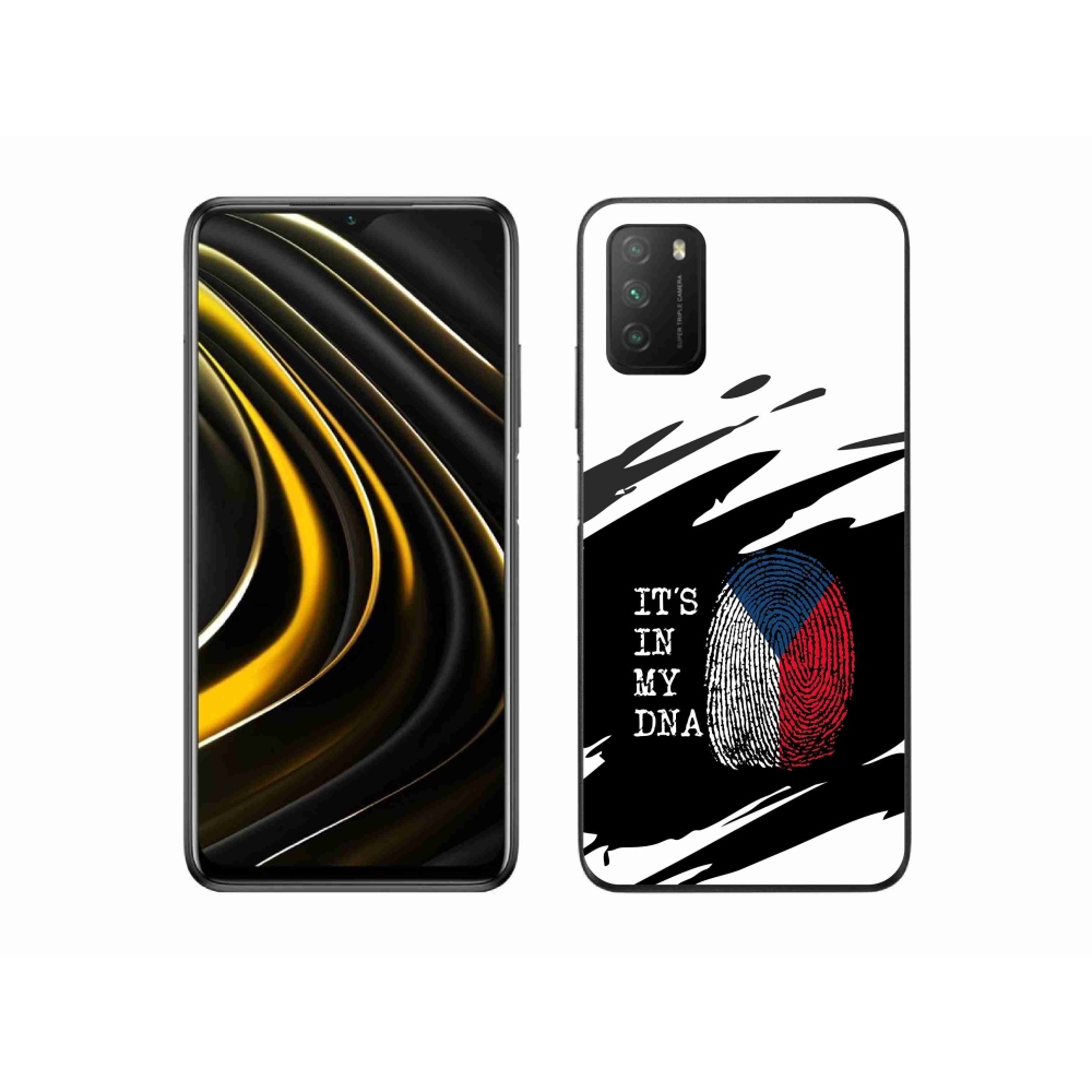 Gél borító mmCase a Xiaomi Poco M3 - zászló ujjlenyomat fekete és fehér háttérrel