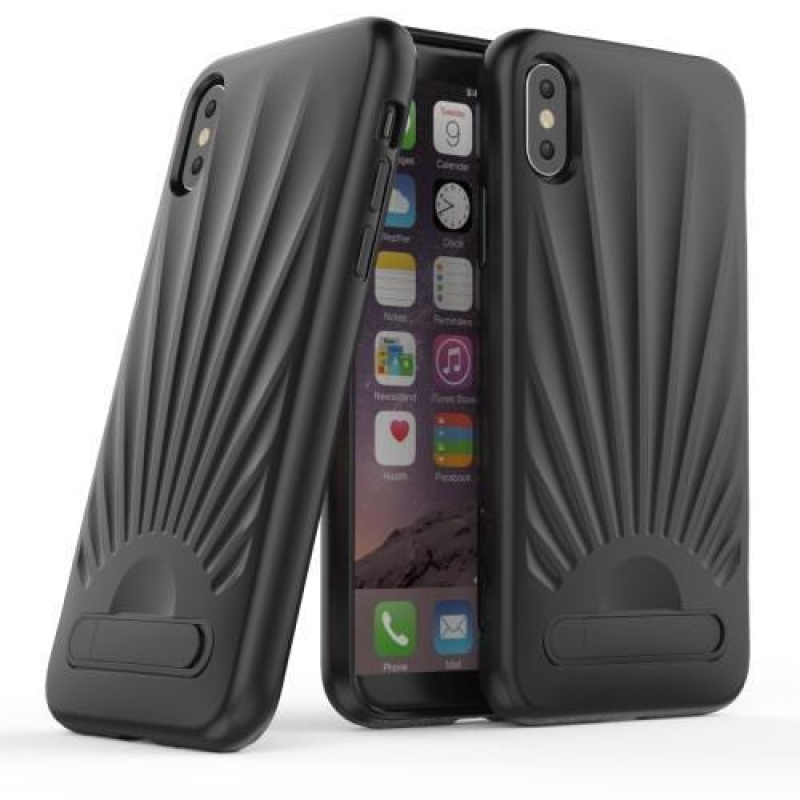 Tengeri zselés tok csuklós állvánnyal iPhone X készülékhez - fekete