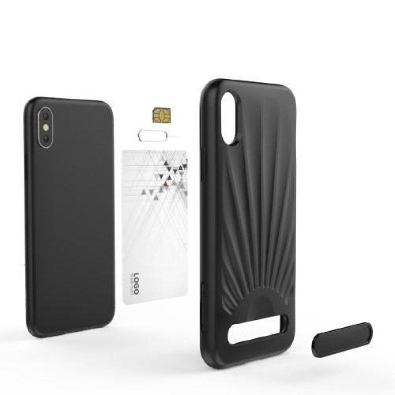 Tengeri zselés tok csuklós állvánnyal iPhone X készülékhez - fekete