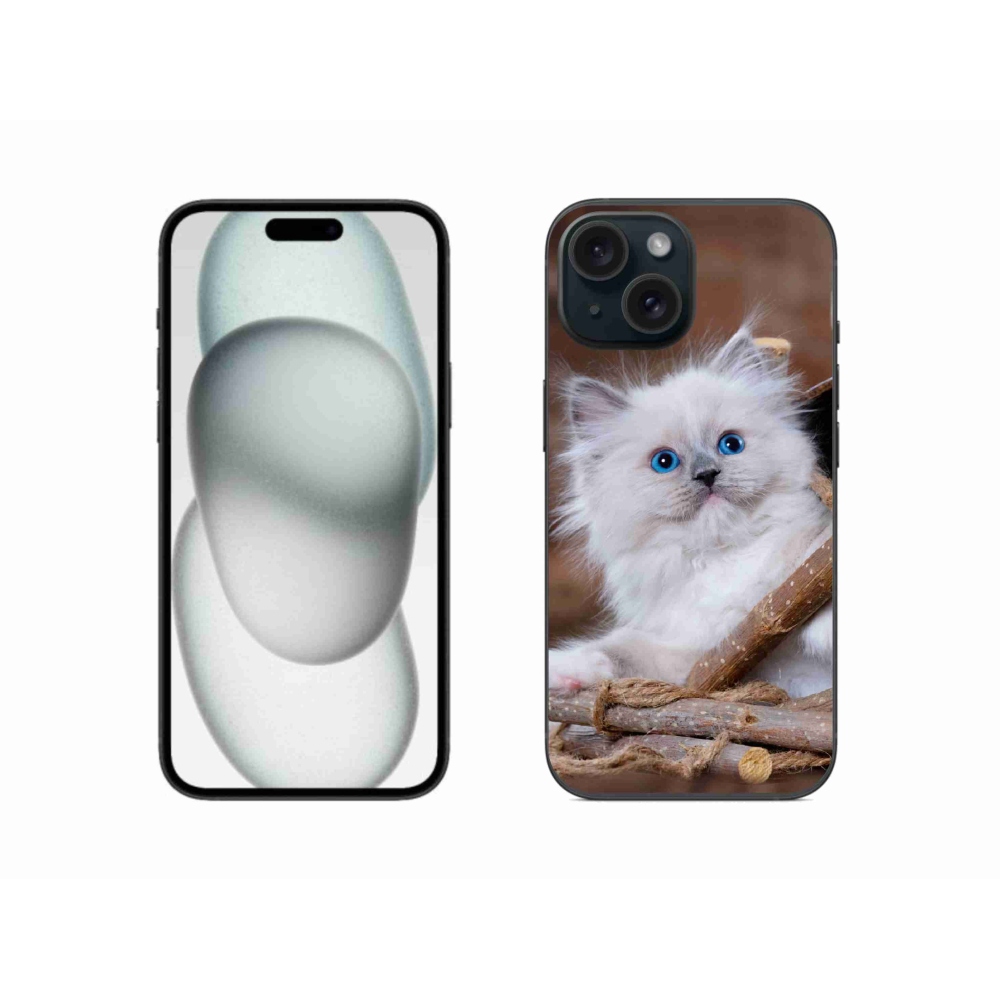 Zselés borítás mmCase iPhone 15 készülékhez - fehér cica