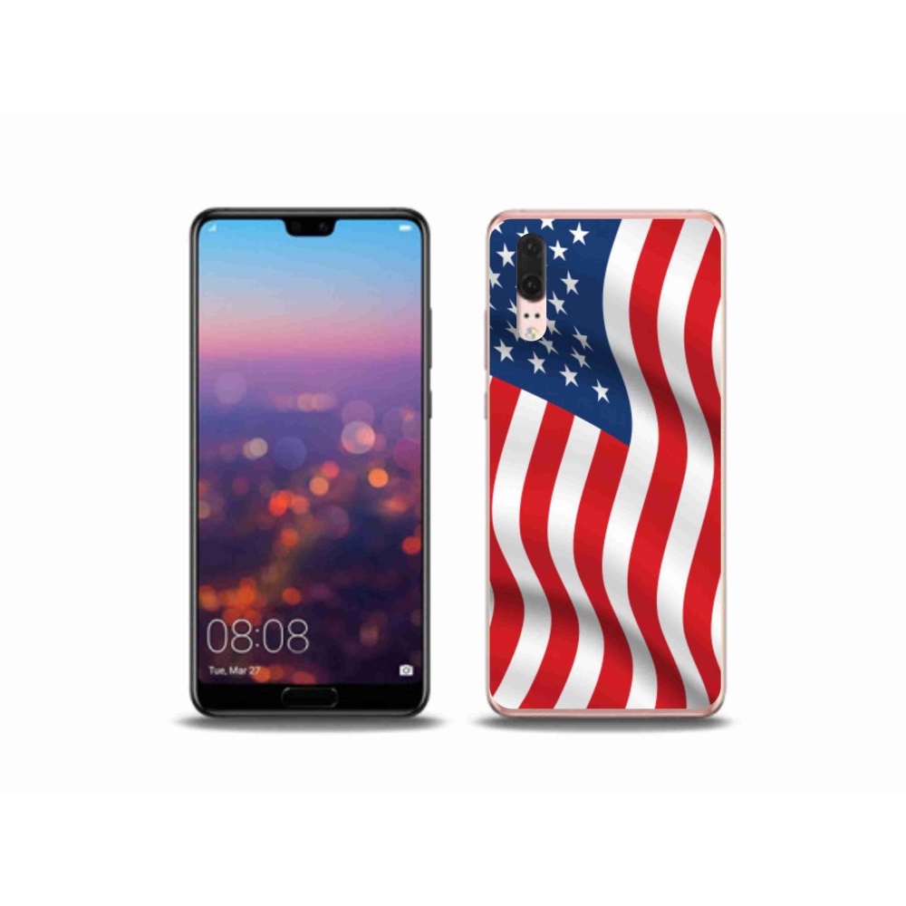 Gél borítás mmCase mobil Huawei P20 - amerikai zászlóhoz