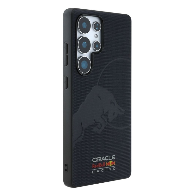 Red Bull Bőr hálós, dombornyomott logóval ellátott MagSafe hátlap a Samsung Galaxy S25 Ultra Navy számára