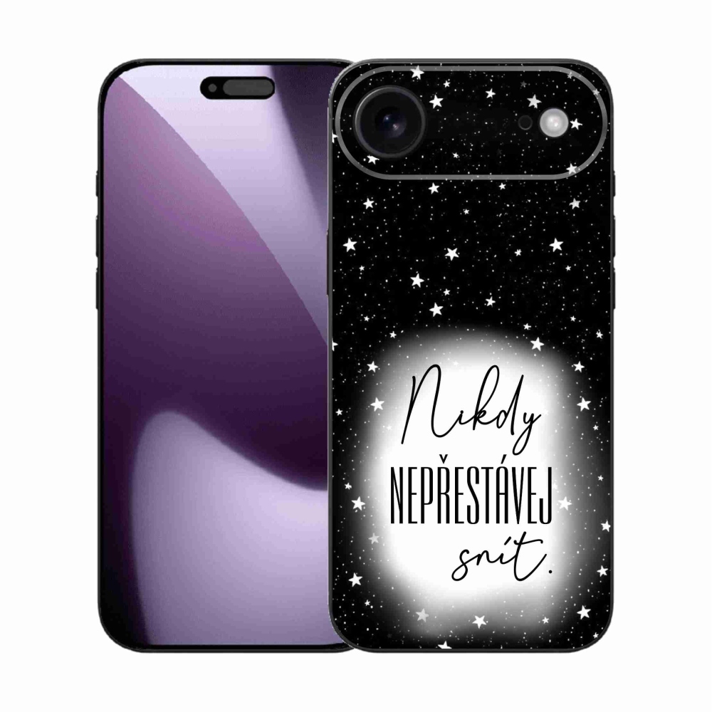 Gél borítás mmCase iPhone 17 Air készülékhez - Idézet 1 fehér és fekete háttérrel