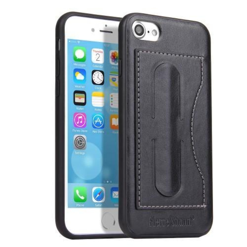 Shanny zselés tok PU bőr hátlappal iPhone 7 és iPhone 8 készülékhez - fekete