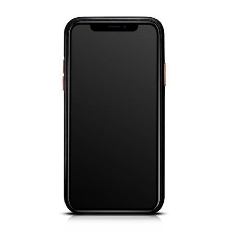 Valódi bőrrel borított műanyag tok iPhone X készülékhez - fekete