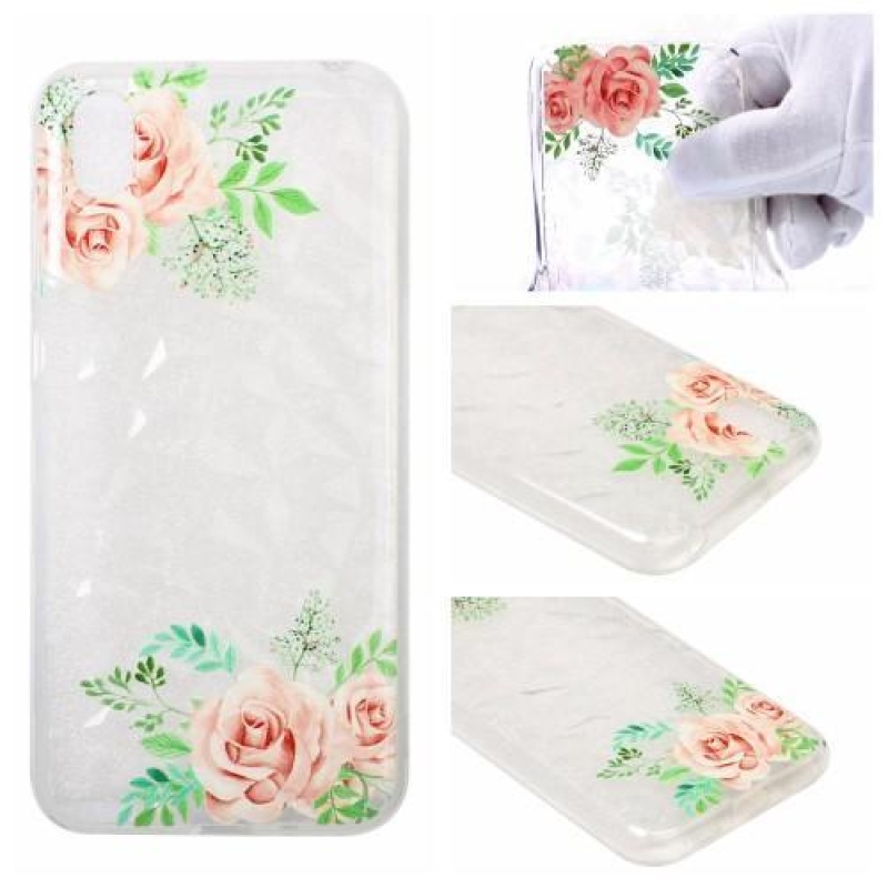 Zselés héjborítás a Huawei Y5 (2019) készülékhez - rózsaszín virágok