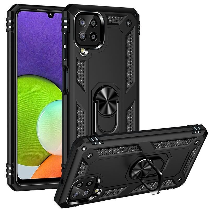 Héjálló hibrid borítás ujjbeggyel Samsung Galaxy A22 4G készülékhez - fekete