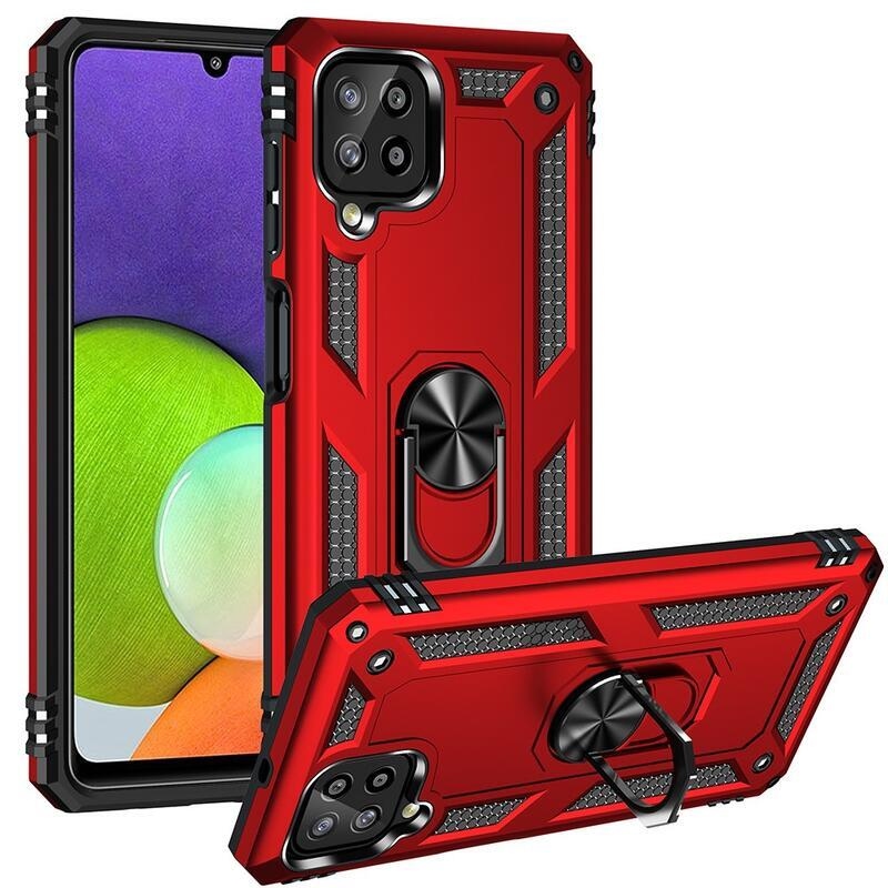 Héjálló hibrid borítás ujjbeggyel Samsung Galaxy A22 4G készülékhez - piros