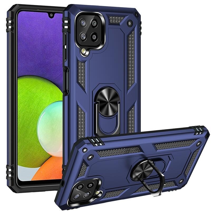 Kagylóálló hibrid borítás ujjbeggyel Samsung Galaxy A22 4G készülékhez - kék