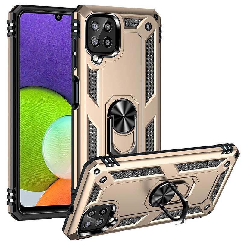 Héjálló hibrid borítás ujjbeggyel Samsung Galaxy A22 4G készülékhez - arany színben