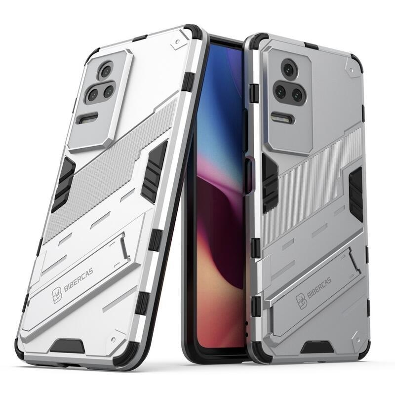 Héjálló hibrid borítás csuklós állvánnyal a Xiaomi Poco F4 5G-hez - fehér