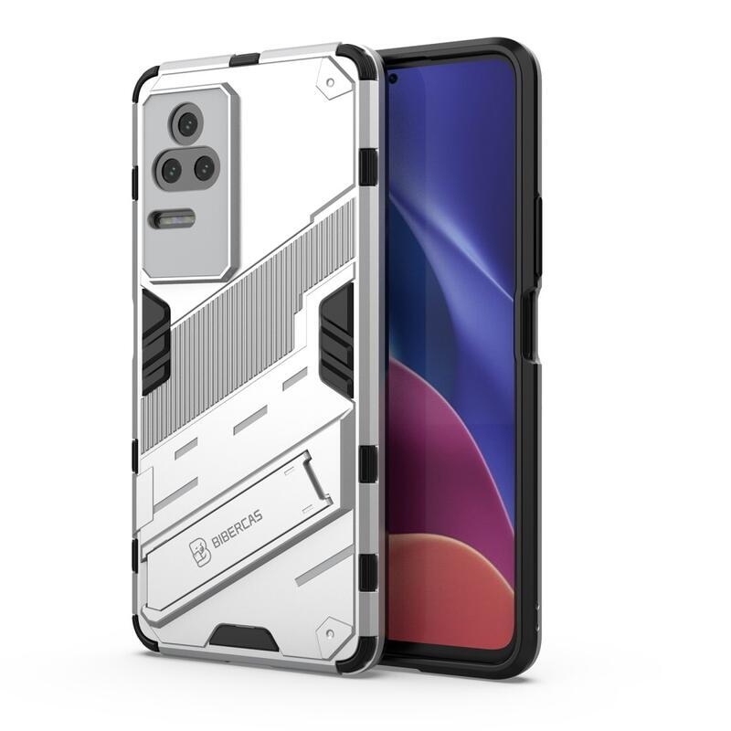 Héjálló hibrid borítás csuklós állvánnyal a Xiaomi Poco F4 5G-hez - fehér