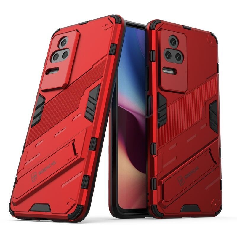Héjálló hibrid borítás csuklós állvánnyal a Xiaomi Poco F4 5G-hez - piros
