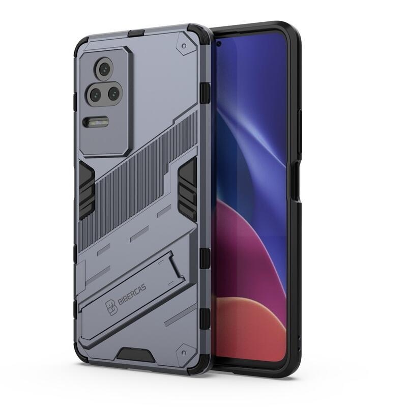 Héjálló hibrid borítás csuklós állvánnyal a Xiaomi Poco F4 5G-hez - sötétkék