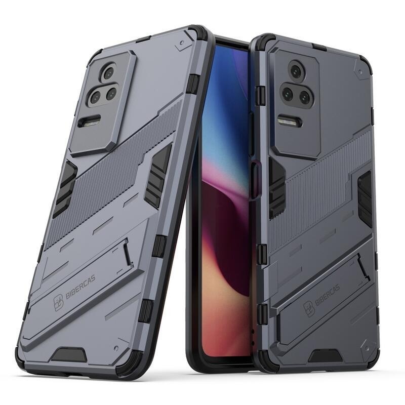 Héjálló hibrid borítás csuklós állvánnyal a Xiaomi Poco F4 5G-hez - sötétkék