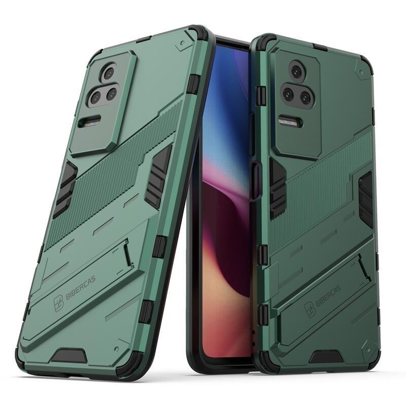 Héjálló hibrid borítás csuklós állvánnyal a Xiaomi Poco F4 5G-hez - zöld