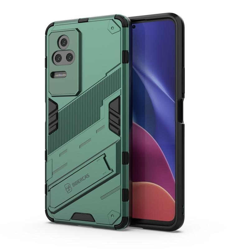 Héjálló hibrid borítás csuklós állvánnyal a Xiaomi Poco F4 5G-hez - zöld