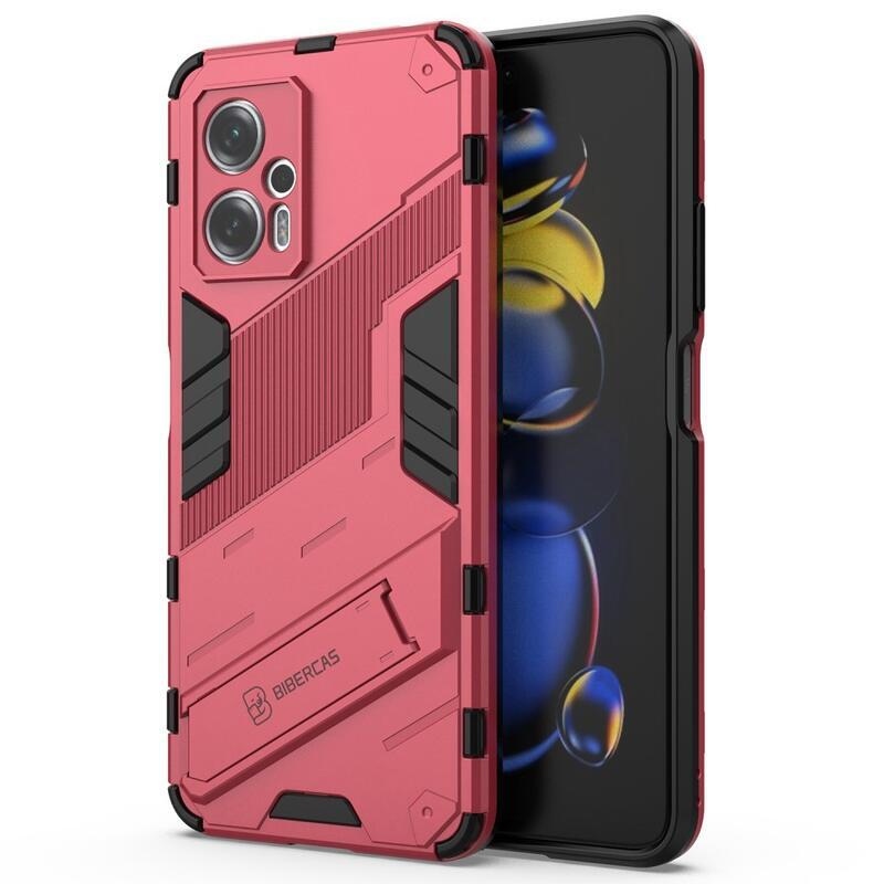 Héjálló hibrid borítás csuklós állvánnyal a Xiaomi Poco X4 GT 5G-hez - rózsaszínű