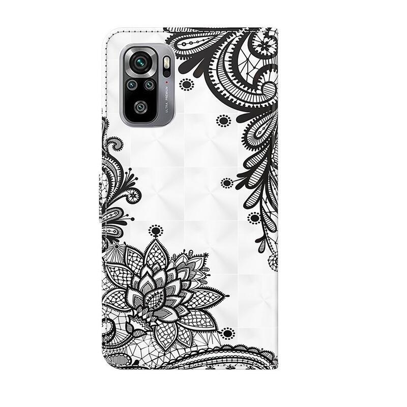 Nyomtatás pénztárca tok Xiaomi Redmi Note 10 4G/Redmi Note 10S/Poco M5s - csipke virág