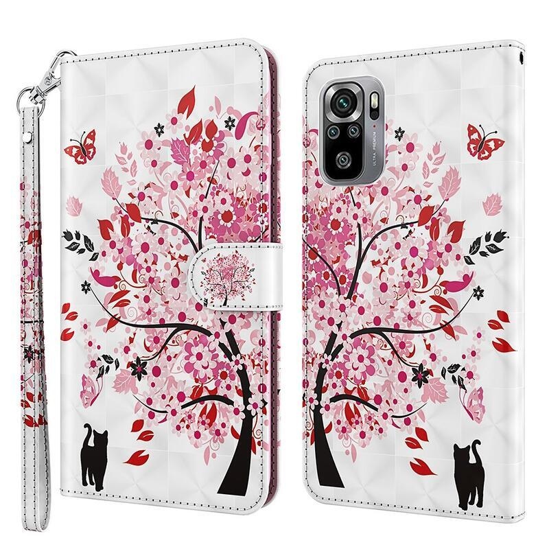 Nyomtatás pénztárca tok Xiaomi Redmi Note 10 4G/Redmi Note 10S/Poco M5s - virágzó fa