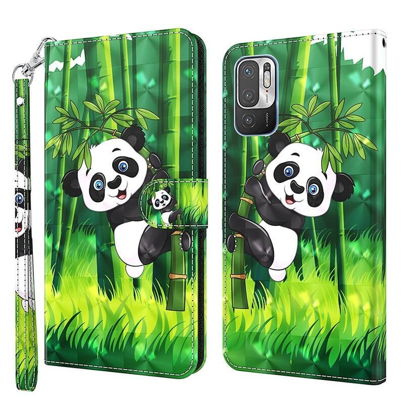 Nyomtatott pénztárca tok Xiaomi Redmi Note 10 5G/Poco M3 Pro 4G/5G - panda a bambuszon