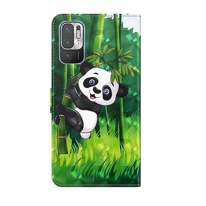 Nyomtatott pénztárca tok Xiaomi Redmi Note 10 5G/Poco M3 Pro 4G/5G - panda a bambuszon