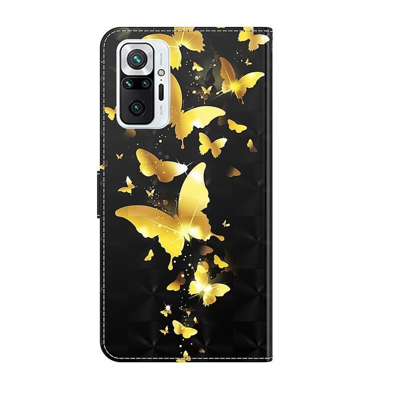 Nyomtatott pénztárca tok Xiaomi Redmi Note 10 Pro - arany pillangókhoz
