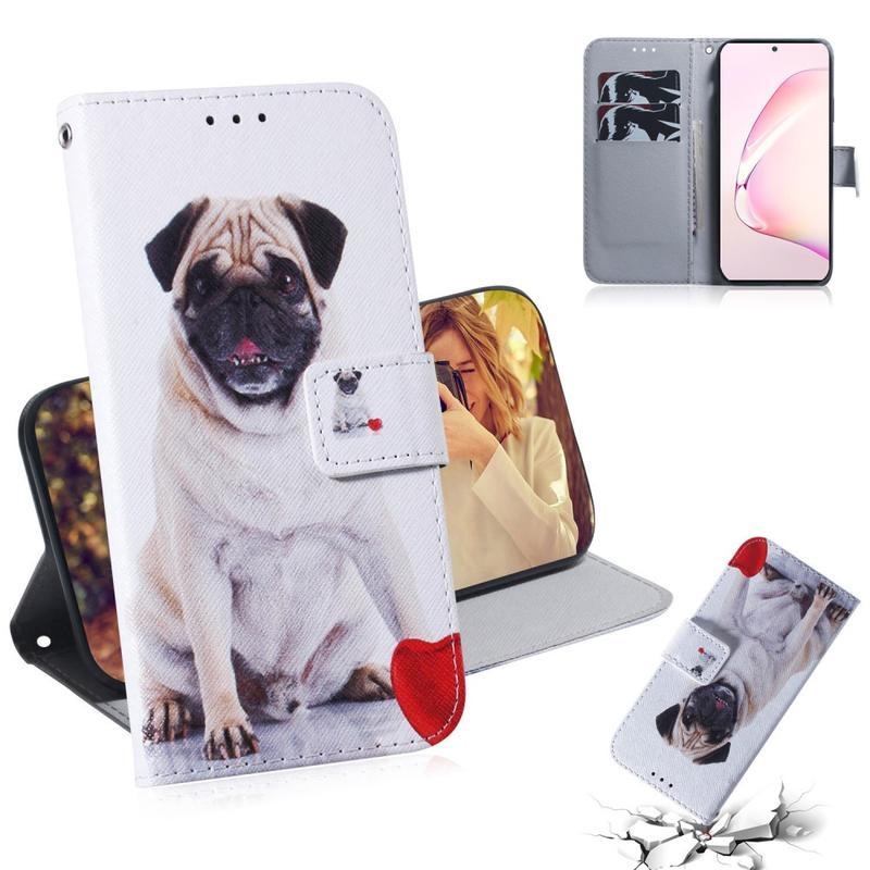 Kagyló PU bőr pénztárca tok Samsung Galaxy Note 10 Lite-hoz - kutya
